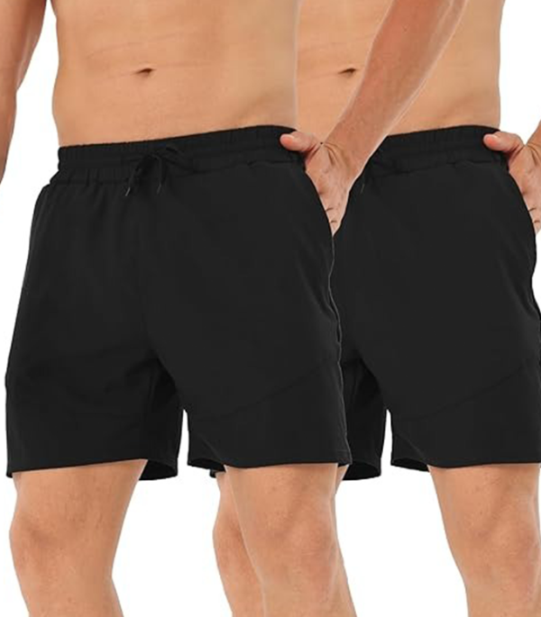 Men's 2 Pack Running Shorts Lightweight Breathable Sports Gym Training Shorts